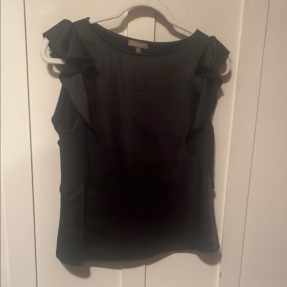 Black Ruffle Sleeve Blouse